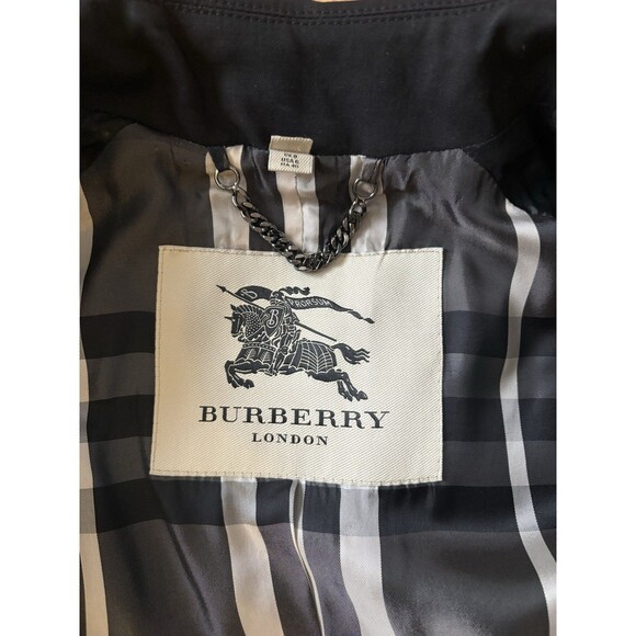 Burberry London Black Mid Length Trench Coat Size 6 - Picture 5 of 13